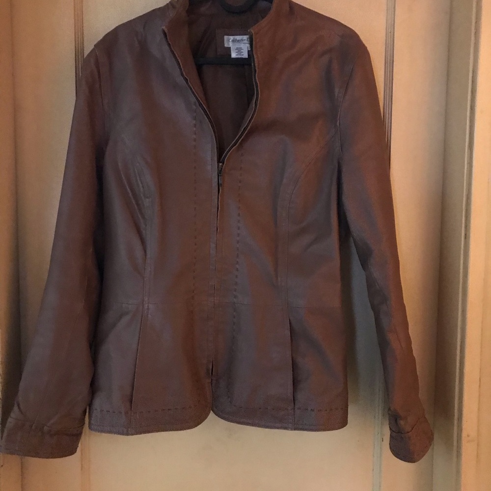 Leather tailored waist jacket